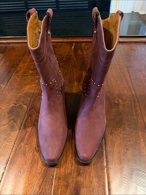 Lucky Brand Plum Suede Studded Mid-Calf Boots